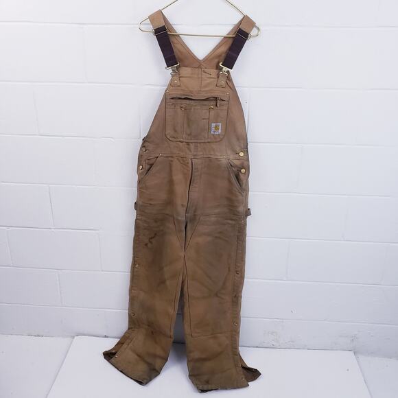 Carhartt Other - Carhartt Insulated Double Knee Bib Canvas Overalls Mens Size 36x32 Brown R41 BRN